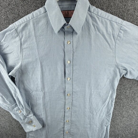 Thomas Pink Super Slim 14.5 Check Cotton Blue Shirt Long Sleeve Mens Button Up - Picture 2 of 16